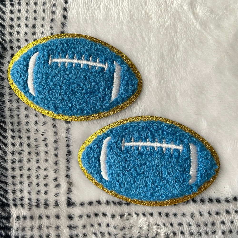 Bundle of Two‎ Fuzzy Football Iron On Patches